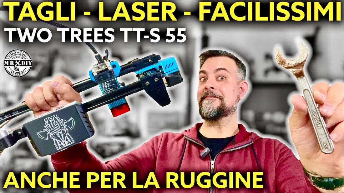Laser engraver that cuts wood up to 10mm. Two trees tt-s 55 of 5.5W. It removes the rust as well - TwoTrees Official Shop