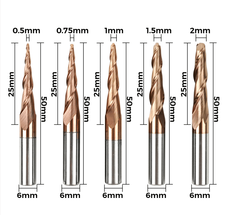 Twotrees 6-shank taper ball end double-edged spiral milling cutter - TwoTrees Official Shop